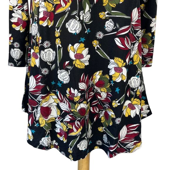 Comfer Dress Womens Small Black Floral New Short Tunic Twee Mini - Picture 4 of 8